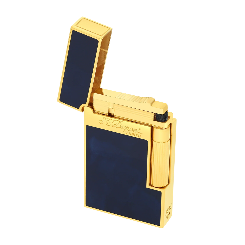 S.T. Dupont Ligne 2 Blue Lacquer and Golden Lighter/Briquet 016134