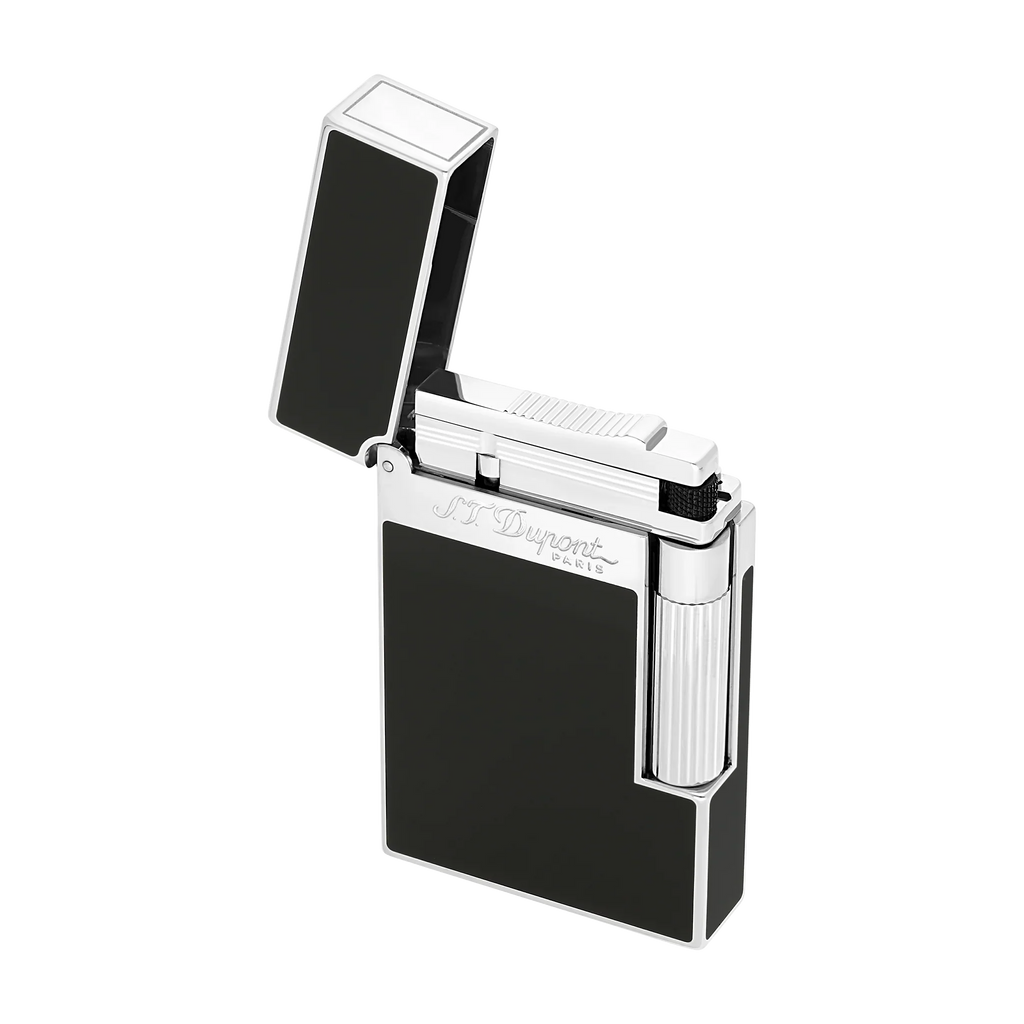 S.T. DUPONT LIGNE 2 BLACK LACQUERED PALLADIUM LIGHTER/BRIQUET 016296