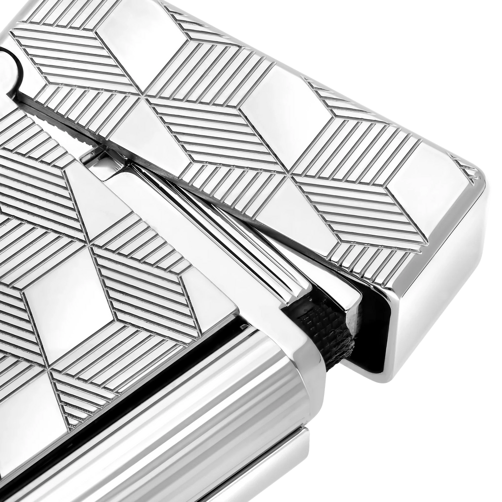 S.T. DUPONT Initial Cube Guilloche Palladium Lighter/Briquet 020840