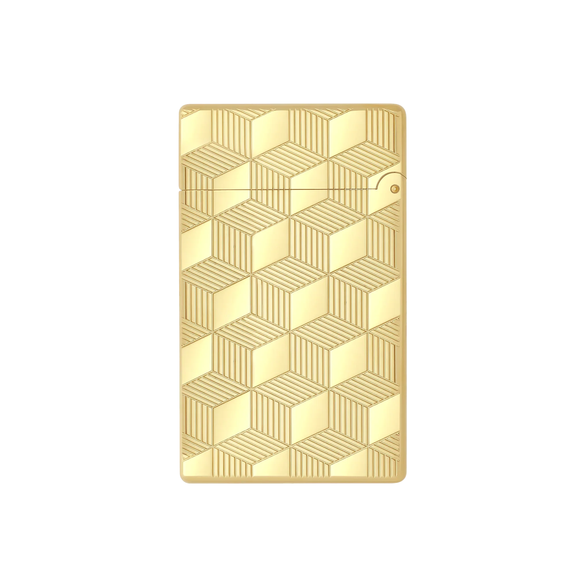 S.T. DUPONT Initial Cube Guilloche Golden Lighter/Briquet 020841
