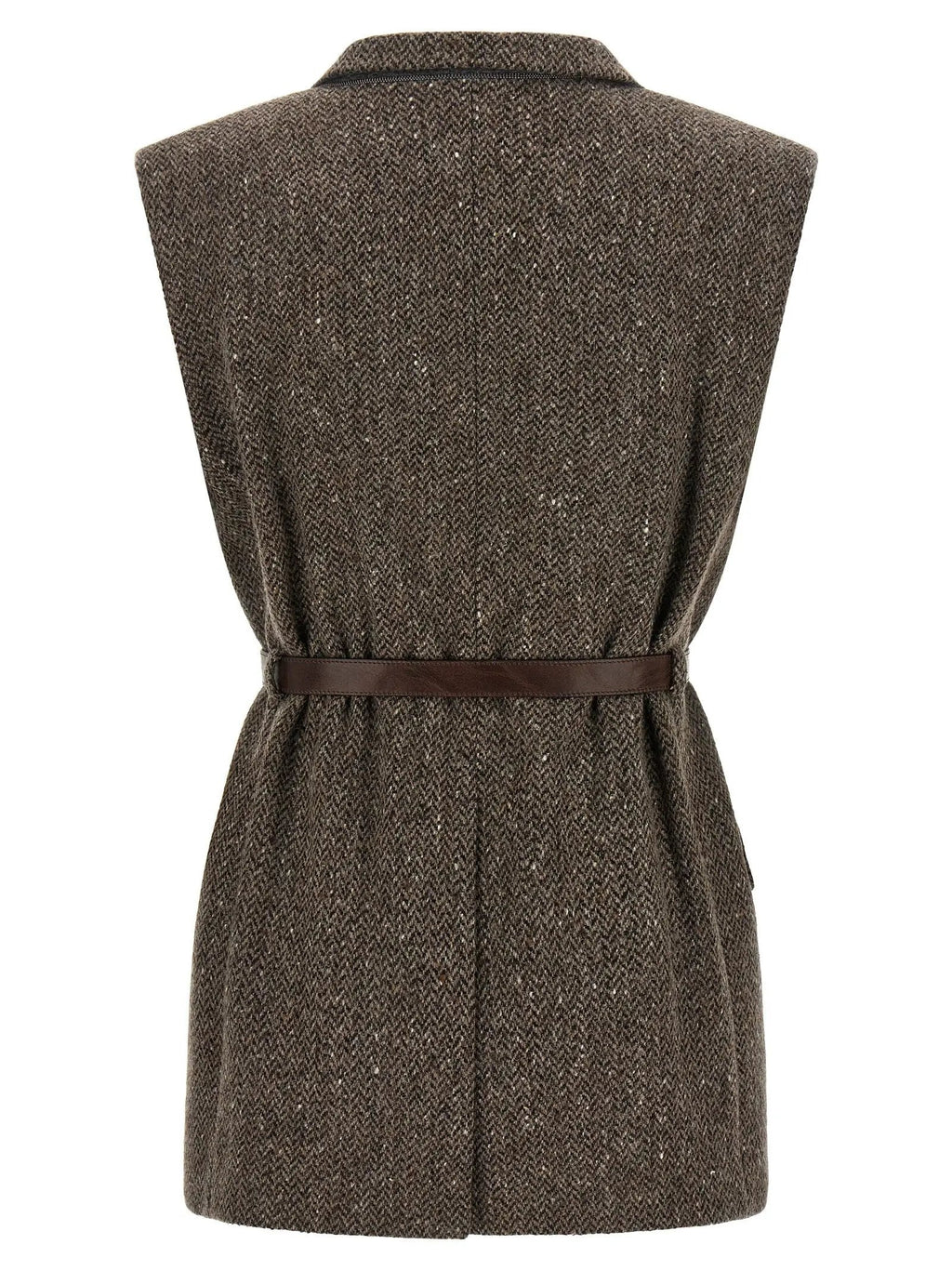 Brunello Cucinelli Brown Virgin Wool Sleeveless Jacket