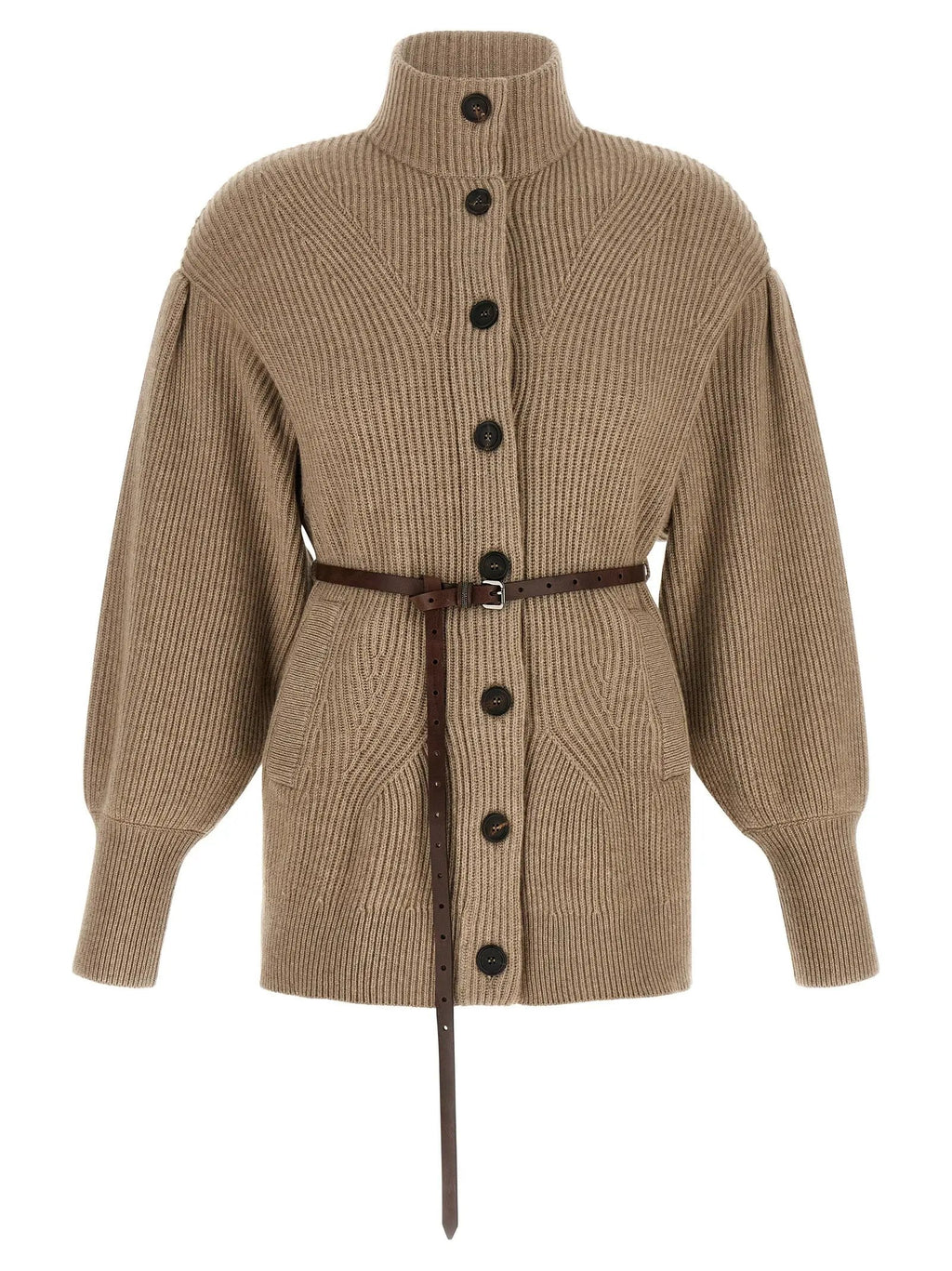 Brunello Cucinelli Beige Virgin Wool Cardigan