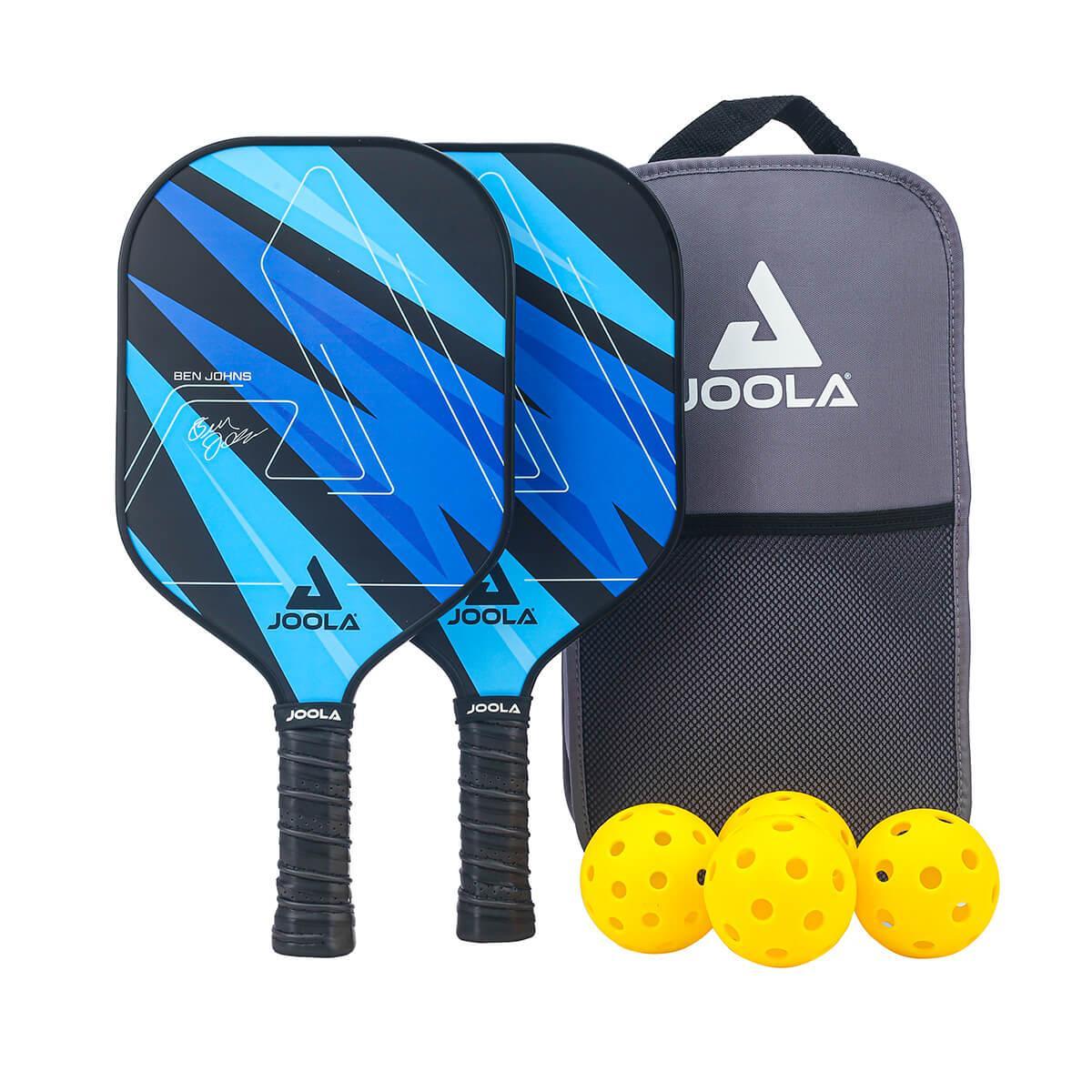 JOOLA Pickleball Set Elemental Netz + 2x Ben Johns Blue Lightning Set