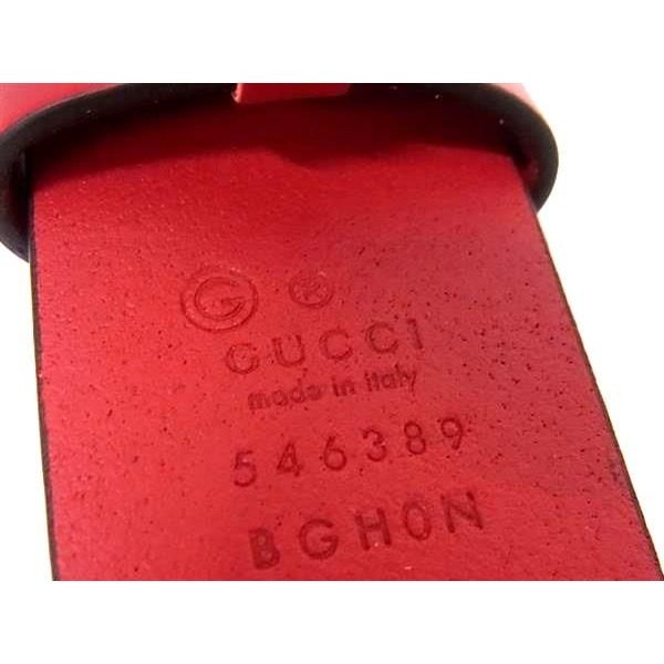 Gucci Interlocking Leather Silver Belt Red