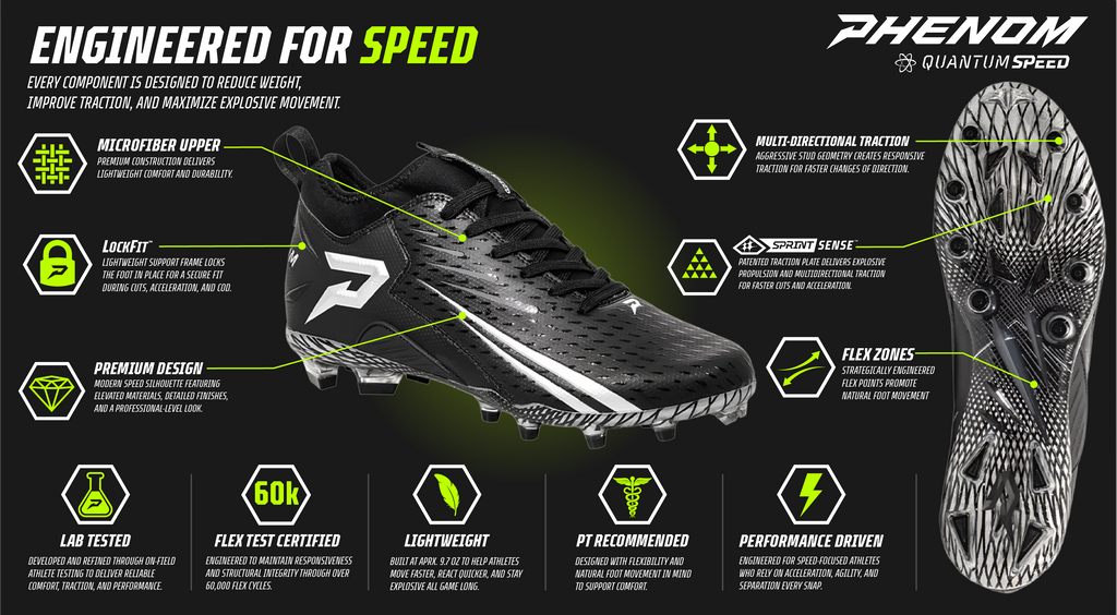 Phenom Elite Quantum Speed 2.0 Football Cleats - Red