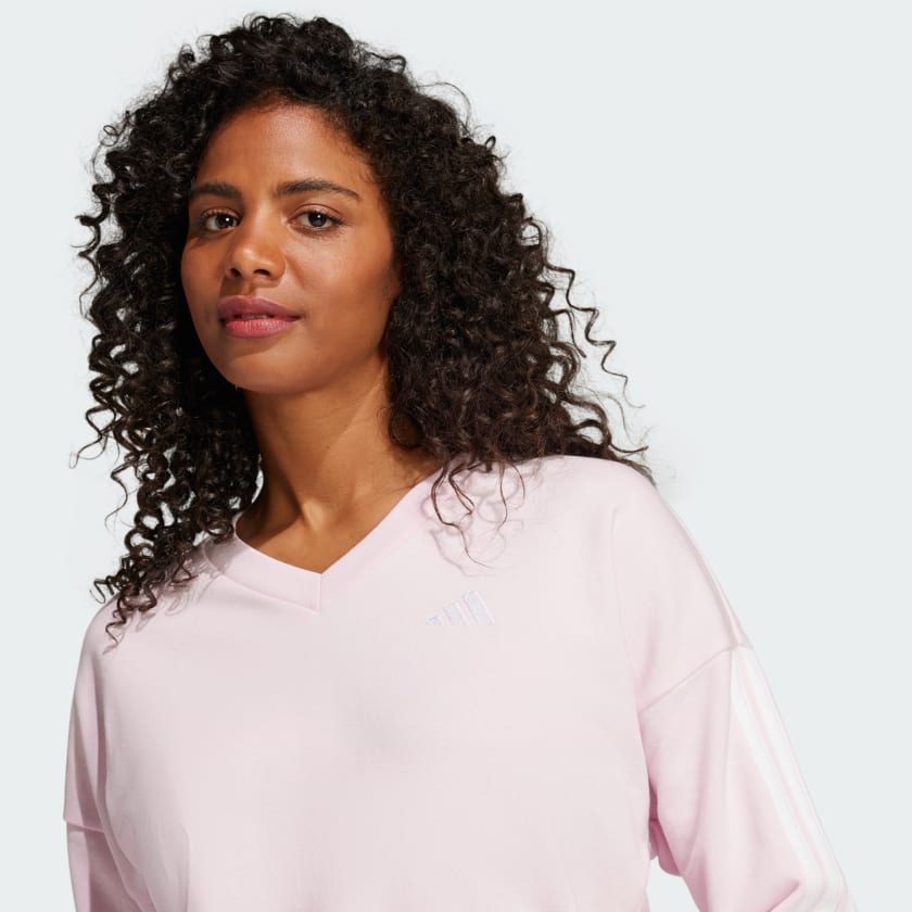 Women's adidas Essentials 3-Stripes French Terry V-neck Sweatshirt