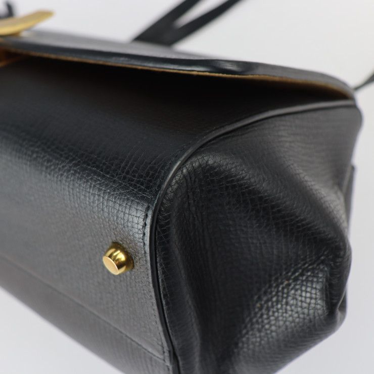 Bottega Veneta Angle Shoulder Bag Calf Leather Black
