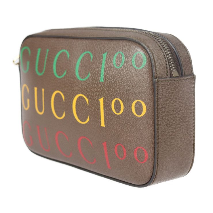 Gucci Belt Bag Waist Calf Leather Brown Multicolor Gold Hardware