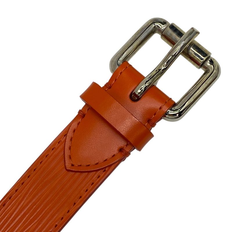 Louis Vuitton Epi Belt Accessories Logo Leather Orange Silver M9552
