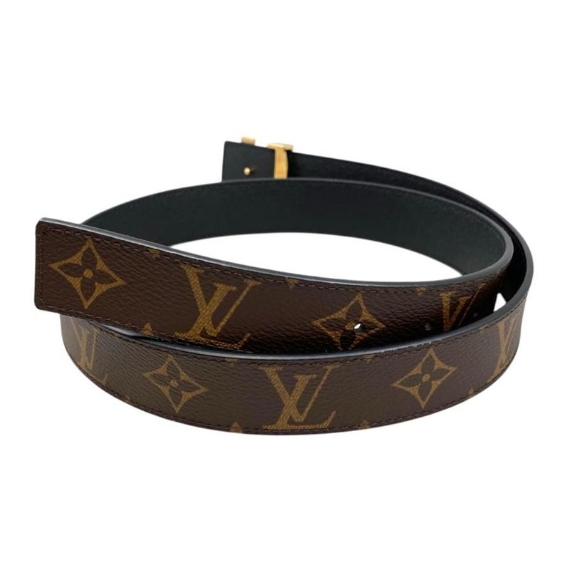 Louis Vuitton Belt Sainteur Initial M9453 Monogram Brown Black Gold Hardware