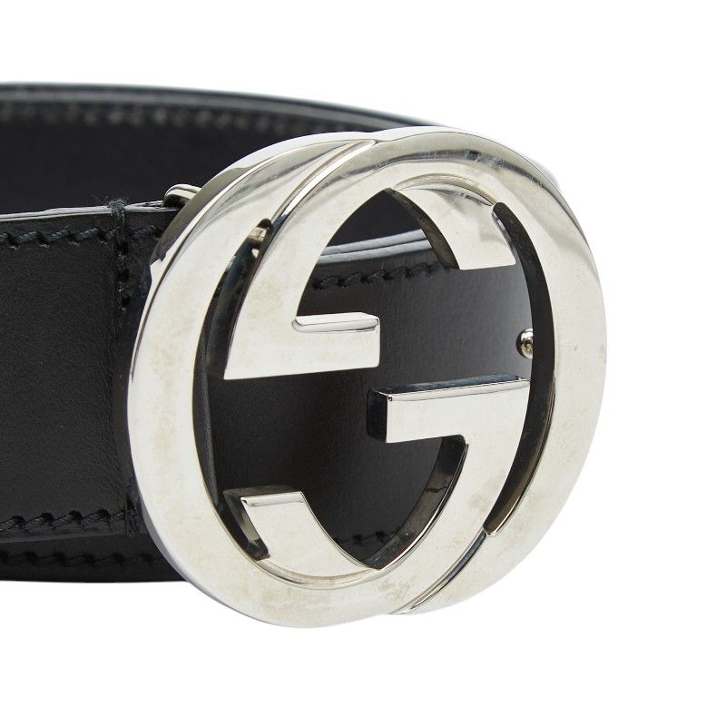 Gucci Interlocking Belt 32 Black Leather