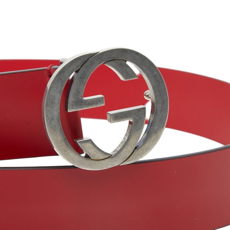 Gucci Interlocking Logo Belt Red Leather
