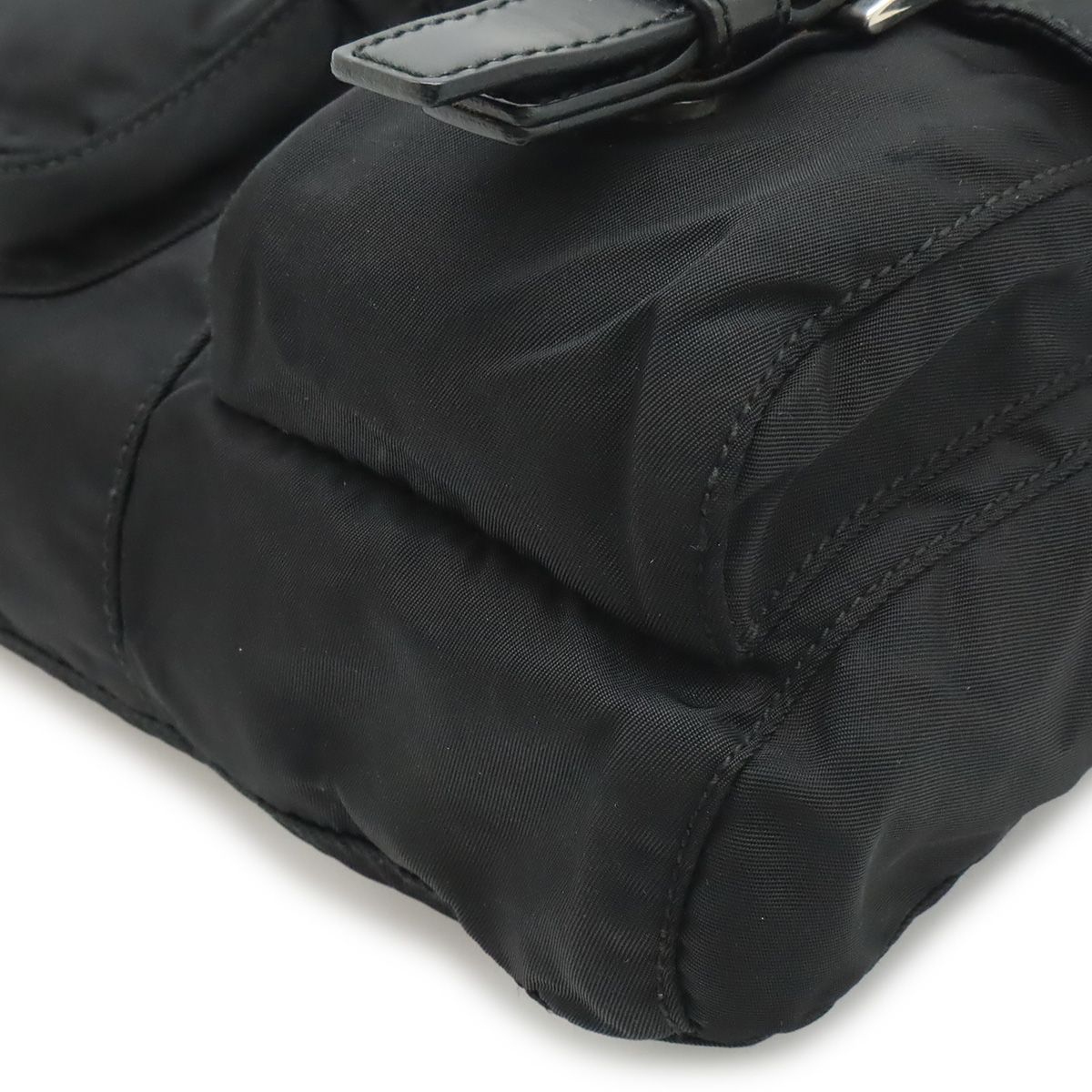 Prada Triangle Logo Belt Bag Waist Pouch Bag Nylon Leather Nero Black Silver