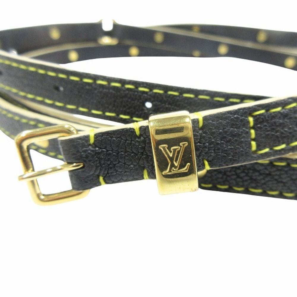 Louis Vuitton Suhali Ceinture Double Tour Leather Belt Studded Narrow-S Black