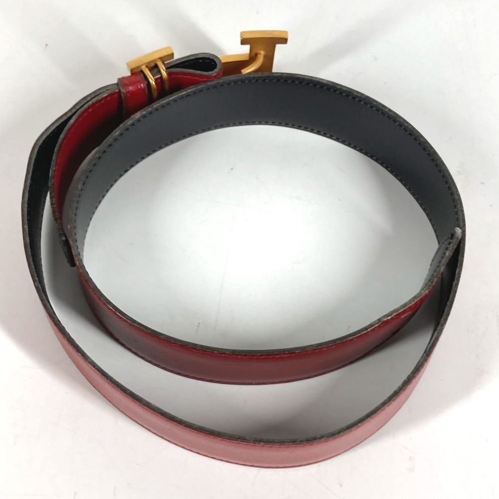 Hermes Belt Leather Red Black