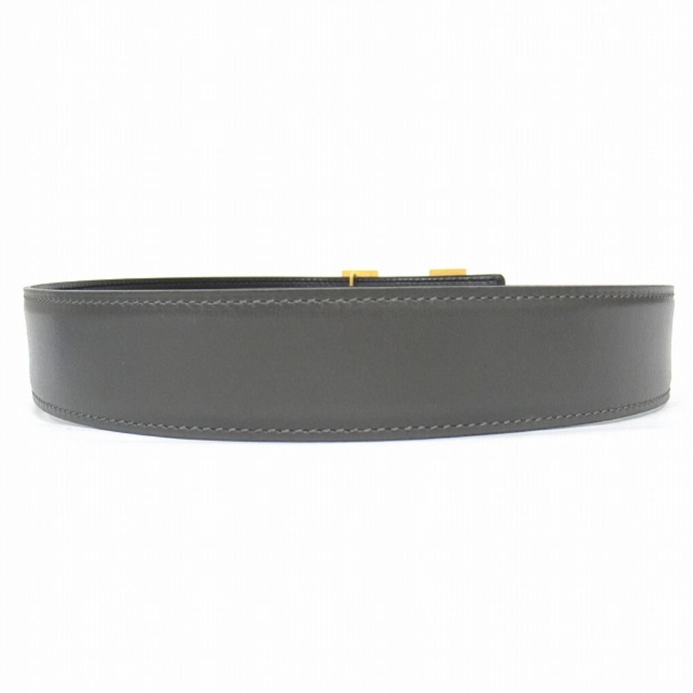 Hermes Buckle Reversible Belt Leather Constance Gold Vintage 70 Gray Black
