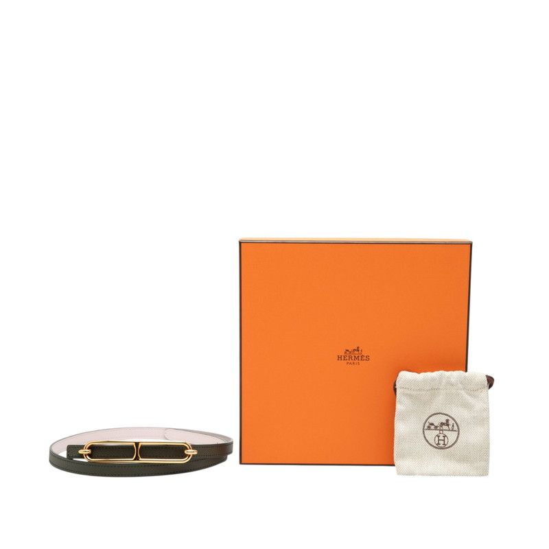 Hermes Luli 75 Reversible Belt 75 Pink Dark Green Leather