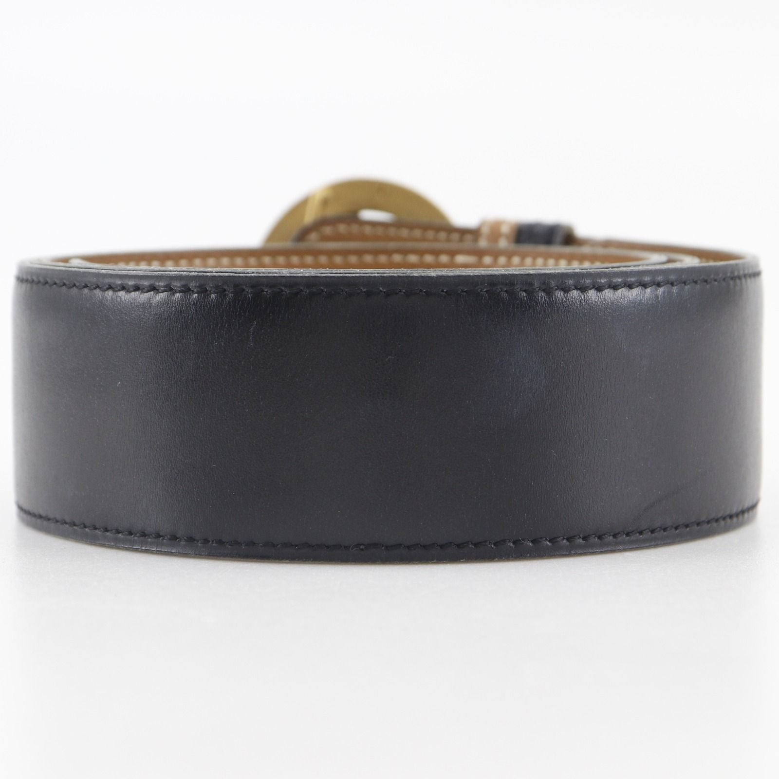Hermes Hose Buckle Reversible Vintage Box Calf Gold Plated Black Brown Belt