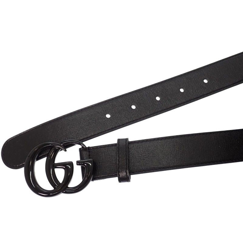 Gucci GG Marmont Slim Monochrome 75 Belt Leather Black