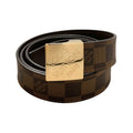 Louis Vuitton Belt Ceinture Carre Damier Ebene Logo Buckle Gold