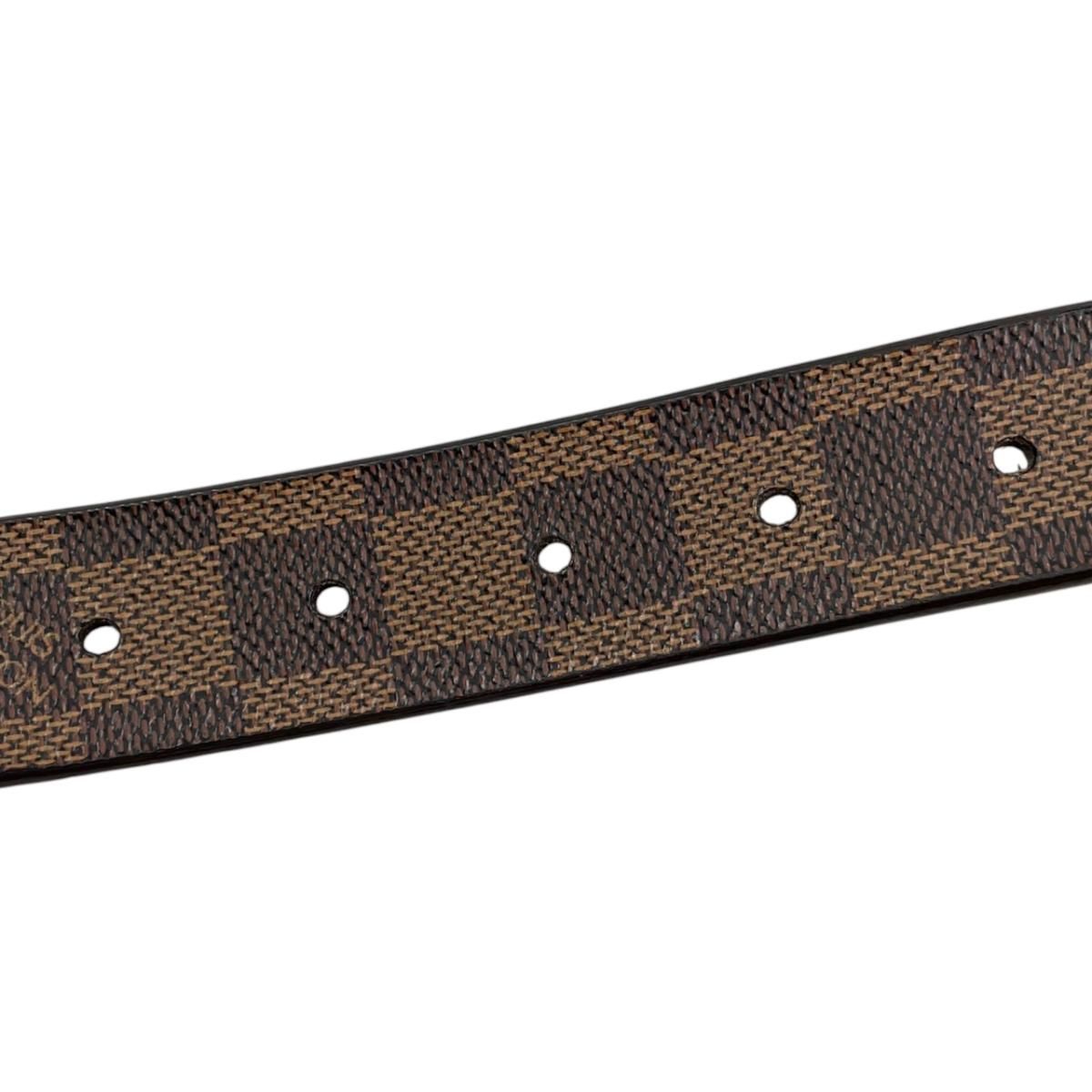 Louis Vuitton Belt Ceinture Carre Damier Ebene Logo Buckle Silver
