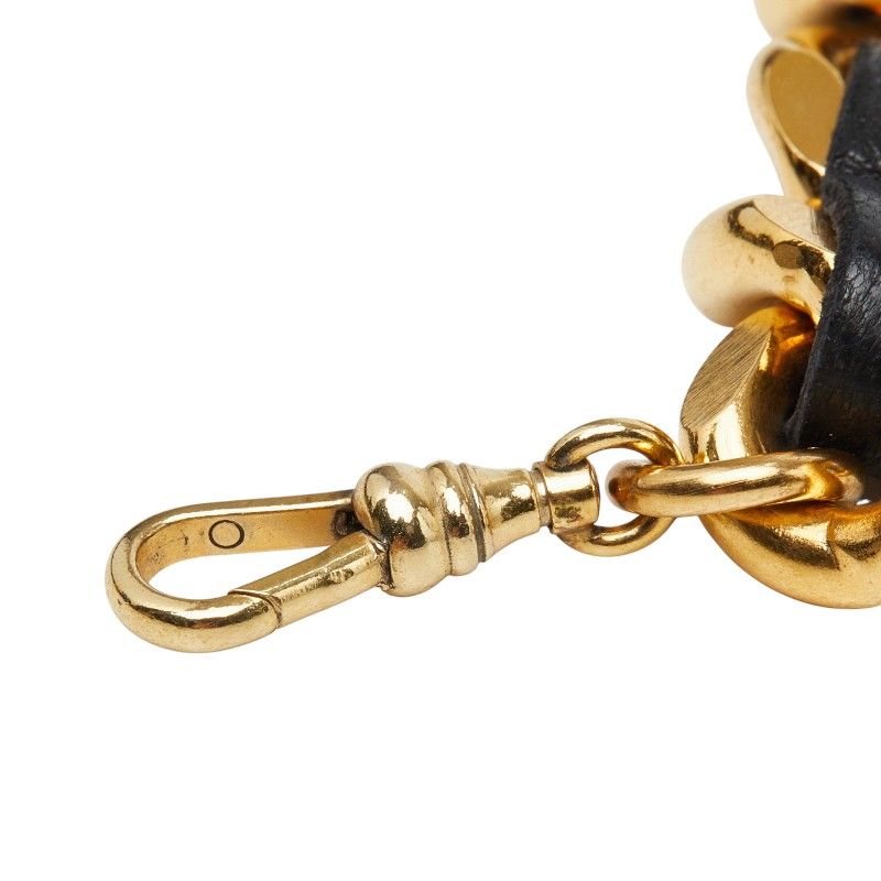 Chanel 31 Rue Cambon le Logo Plate Chain Belt Gold Black Plated Leather