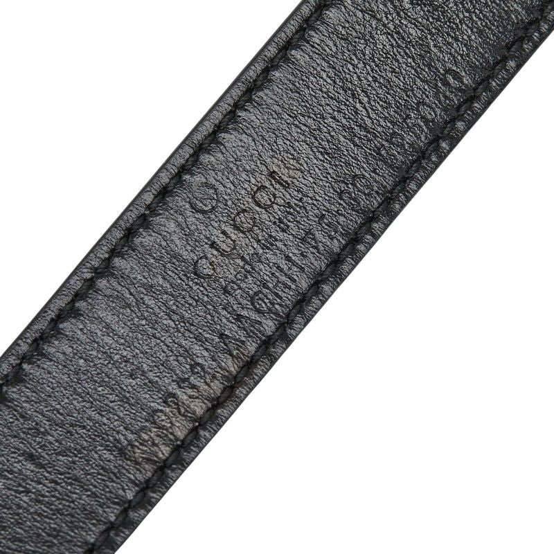 Gucci Double Buckle Slim Belt Black Gold Leather Plated