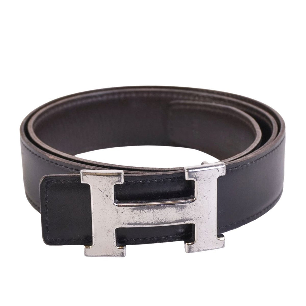 Hermes Belt Leather Constance Logo Silver