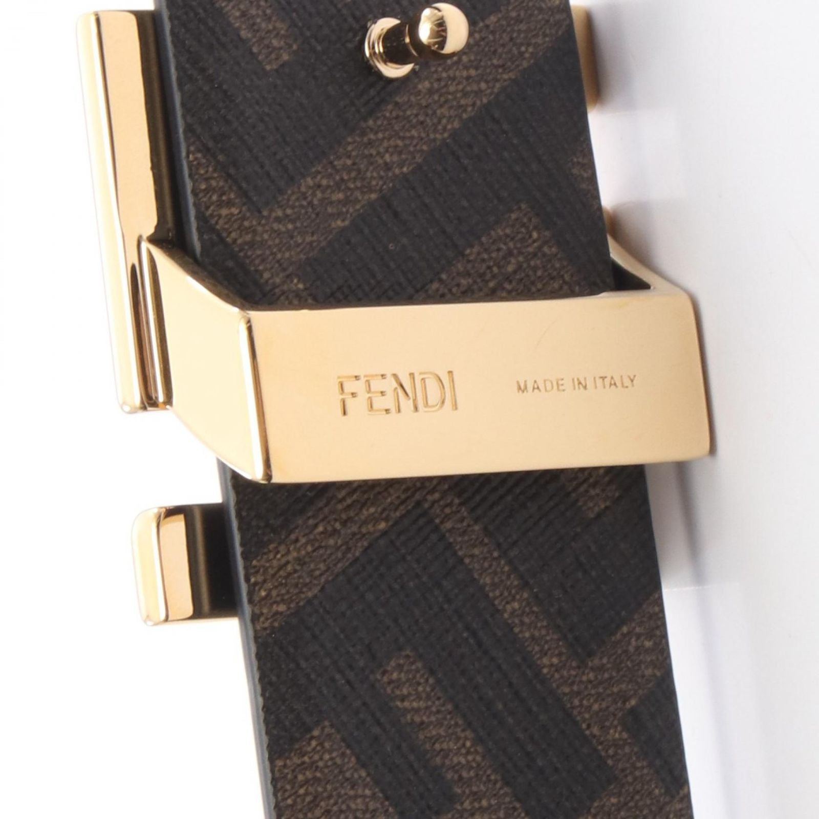 Fendi Belt Round FF Reversible Black Leather