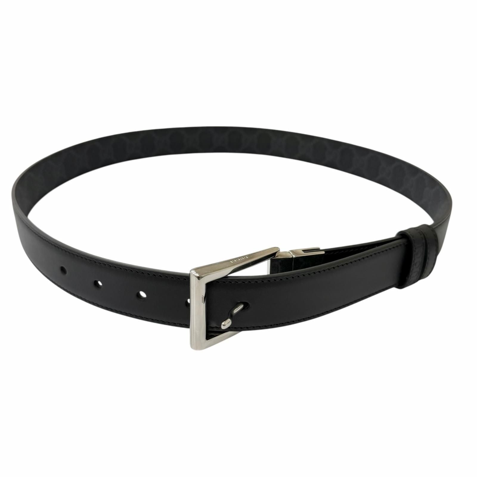Gucci Leather GG Supreme Canvas Square Buckle Reversible Belt Black 90 36