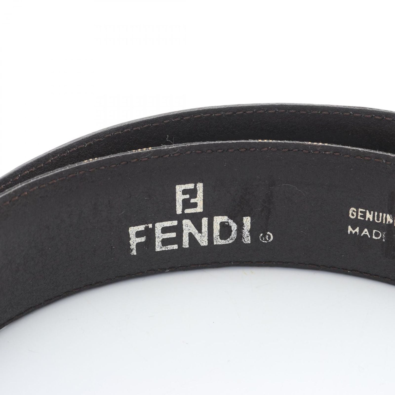 Fendi Belt Zucca Gold Canvas Leather