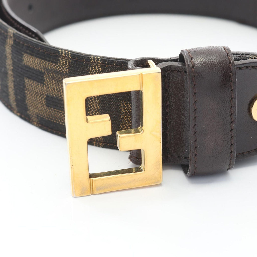 Fendi Belt Zucca Gold Canvas Leather