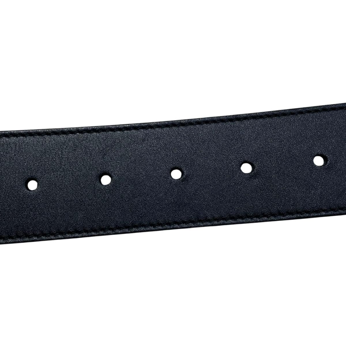 Gucci Belt GG Emblem Wide Leather Double Black Gold