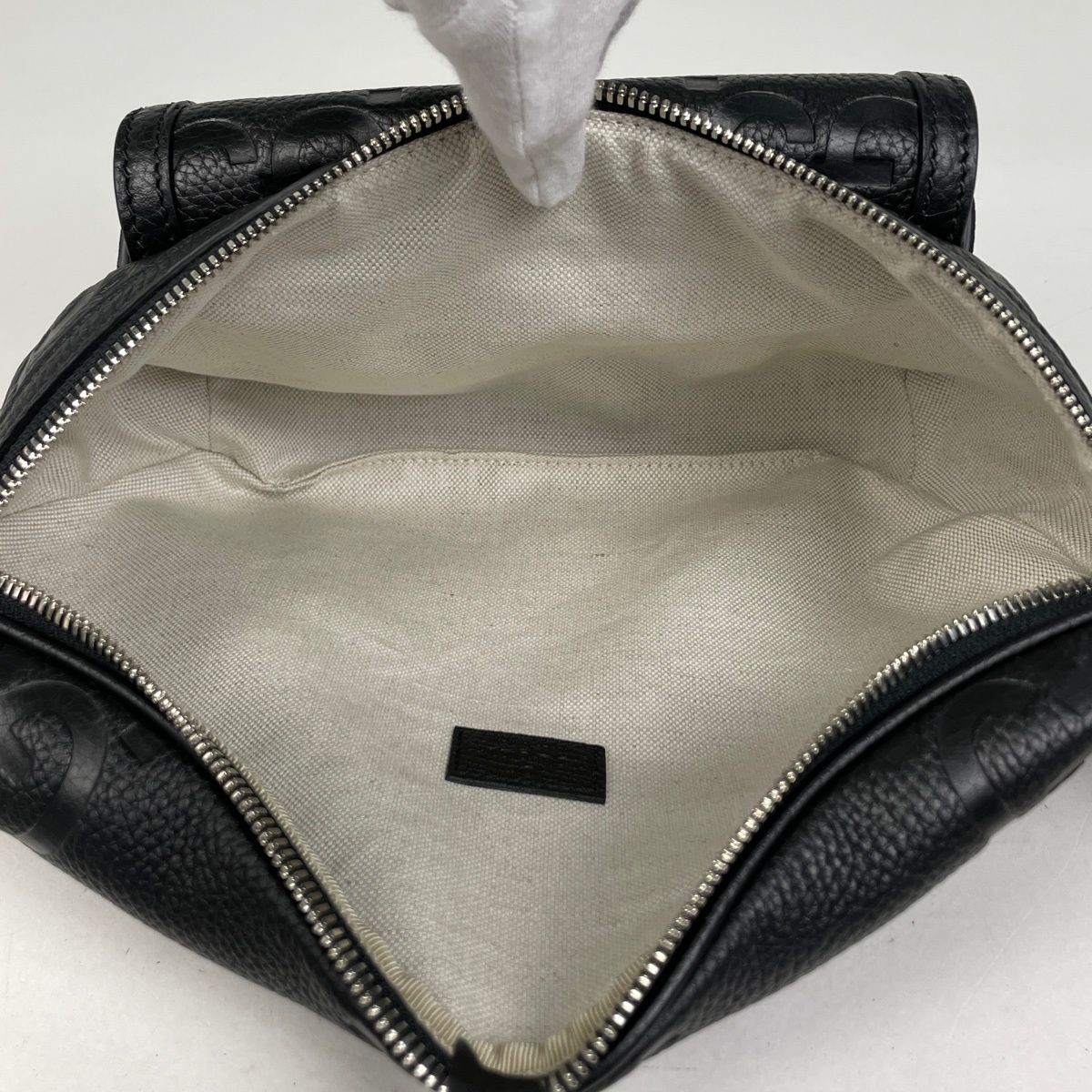 Gucci Jumbo GG Belt Bag Waist Pouch Pattern Leather Black