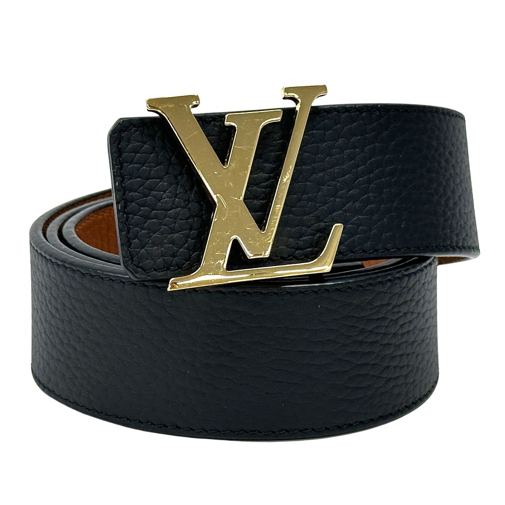 Louis Vuitton Belt Leather Ceinture Reversible Black Brown Gold 85 34 Logo Adult