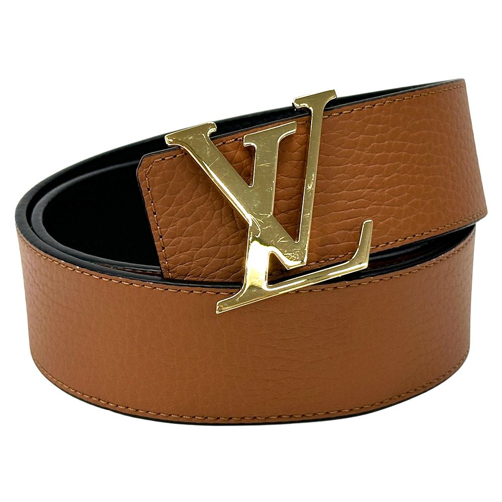 Louis Vuitton Belt Leather Ceinture Reversible Black Brown Gold 85 34 Logo Adult