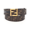 Fendi Belt FF Logo Buckle Gold Reversible Black Brown Canvas Leather