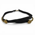 Chanel Vintage CC Logo Chain Leather Ribbon Belt Black Gold