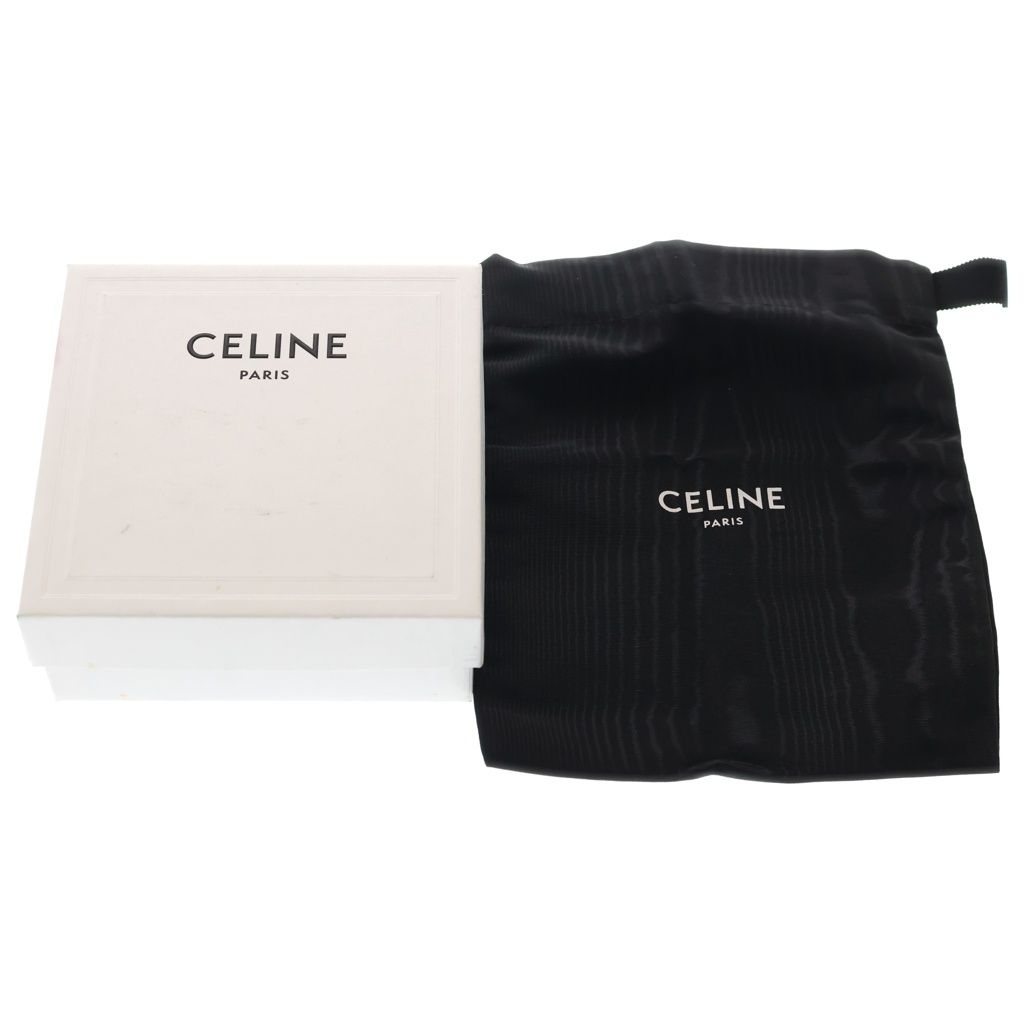 Celine Triomphe Buckle Leather Belt Silver Brown