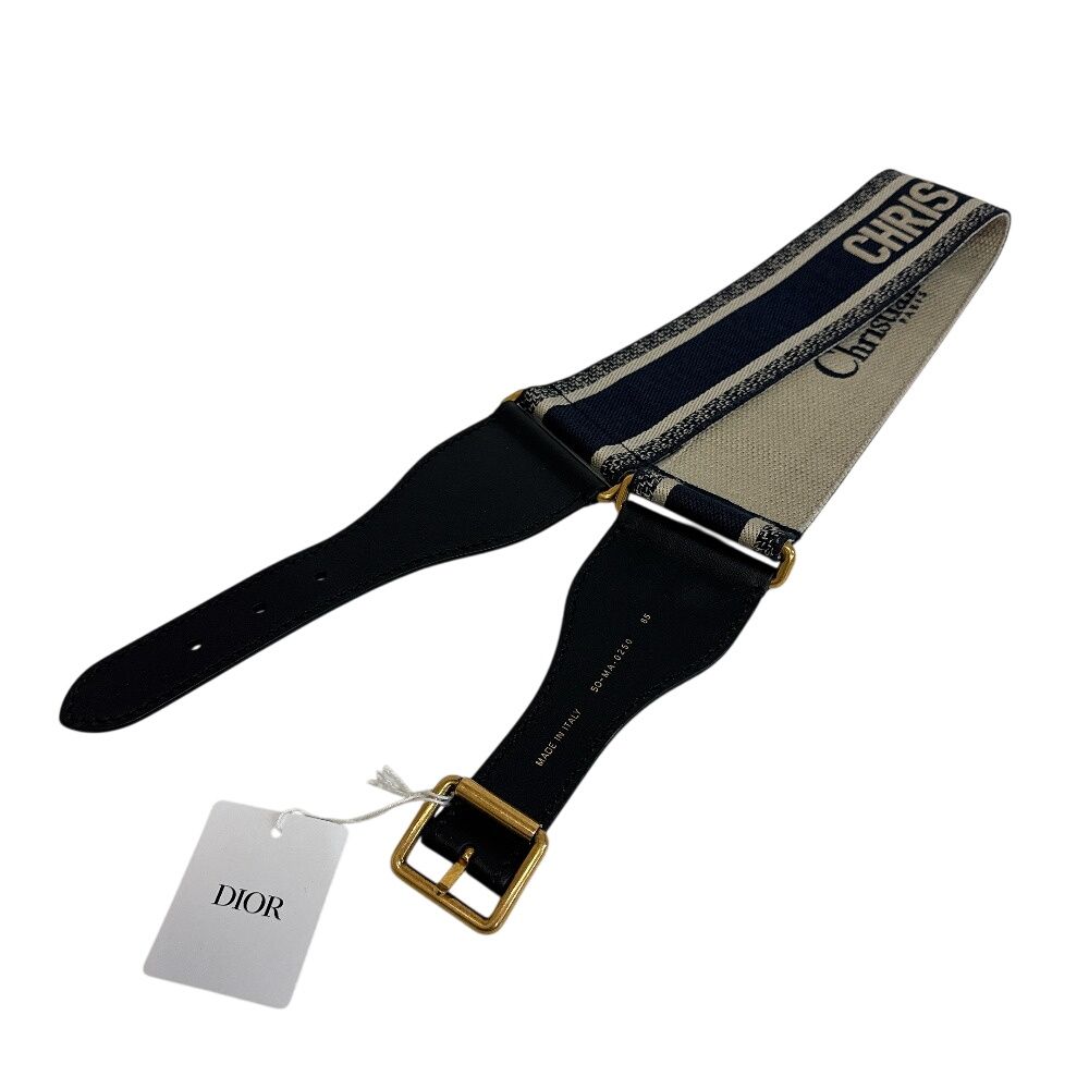 Dior Embroidered Belt Navy