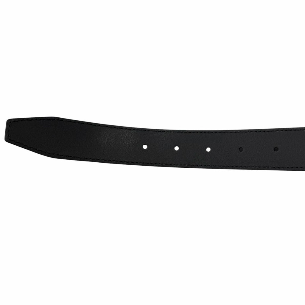 Gucci GG Logo Square Buckle Leather Belt Black Silver 90 36 Recommended