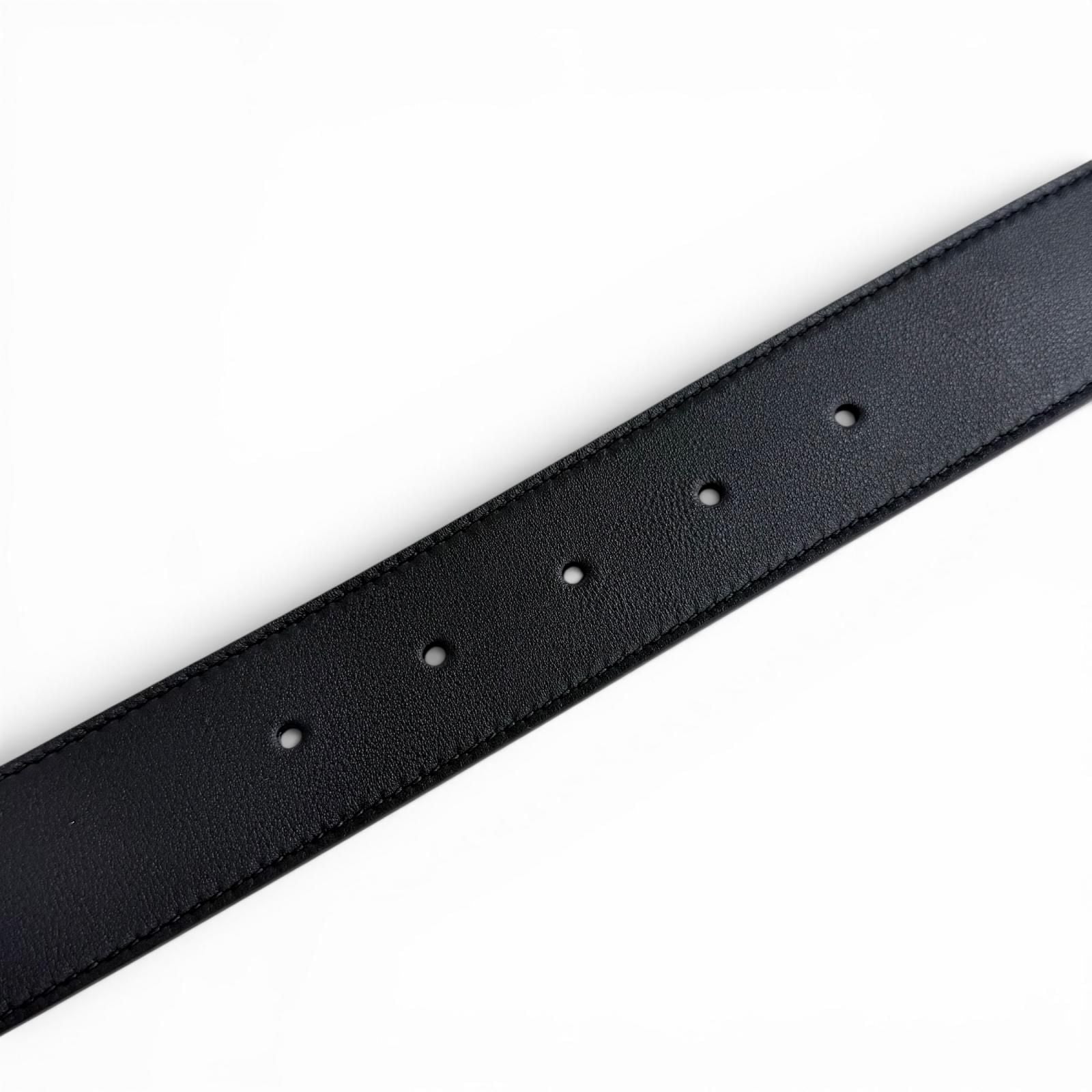 Gucci Daaat Web Detail Buckle Leather Belt Navy Silver 90 Recommended