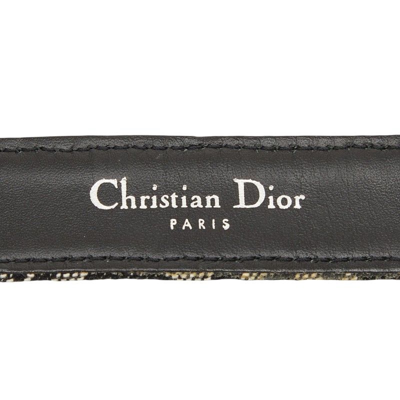 Dior Trotter CD Logo Buckle 70 Black White Canvas Leather Belt