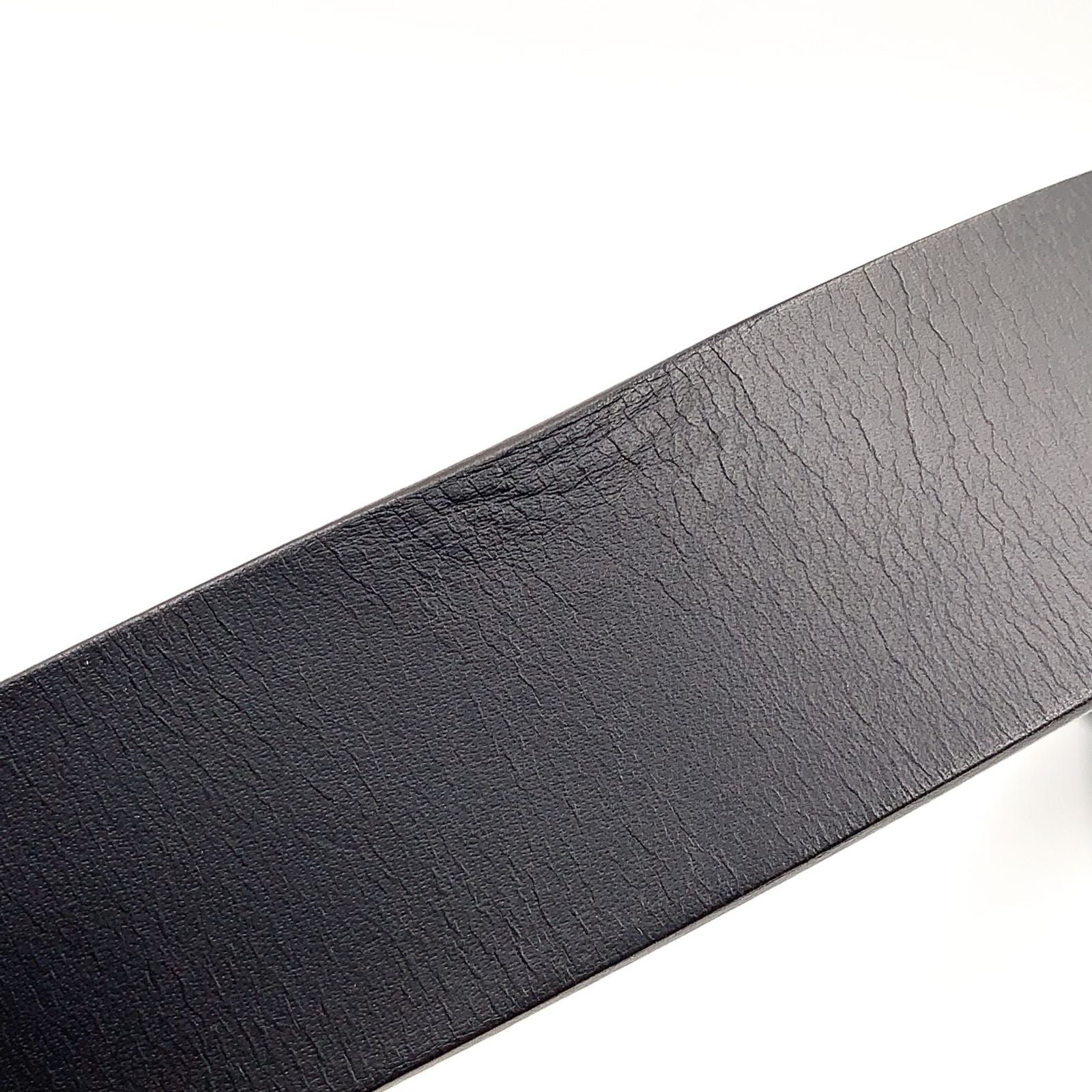 Gucci Interlocking Buckle Leather Black Belt Silver