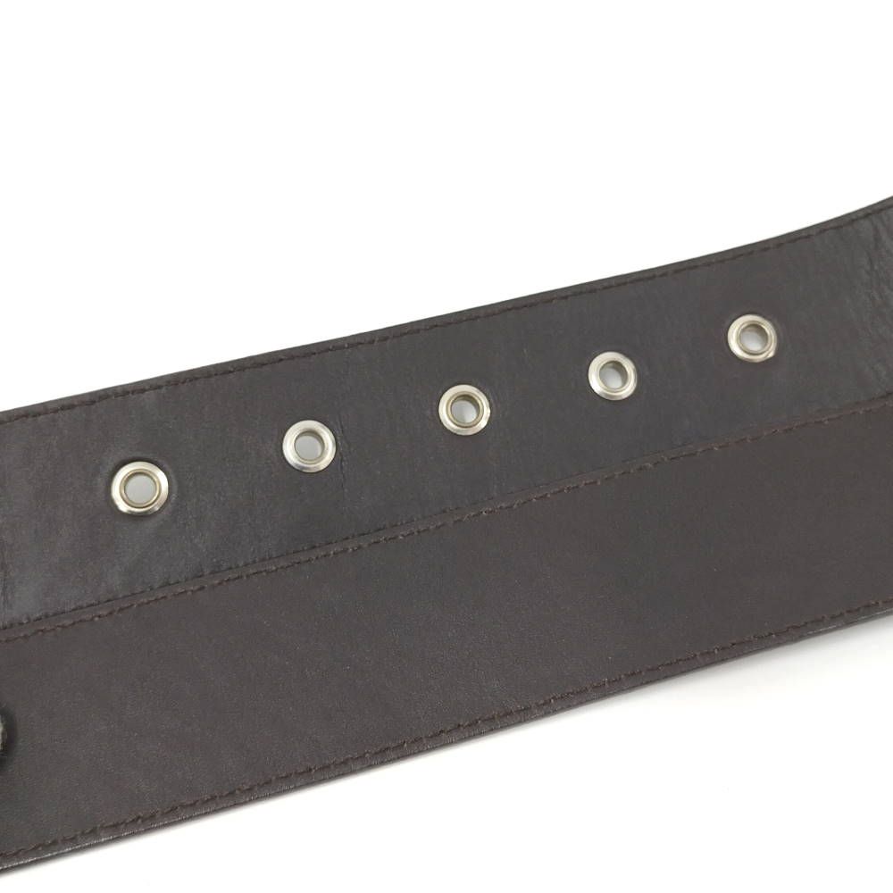 Bottega Veneta Intrecciato Belt Leather Dark Brown Silver