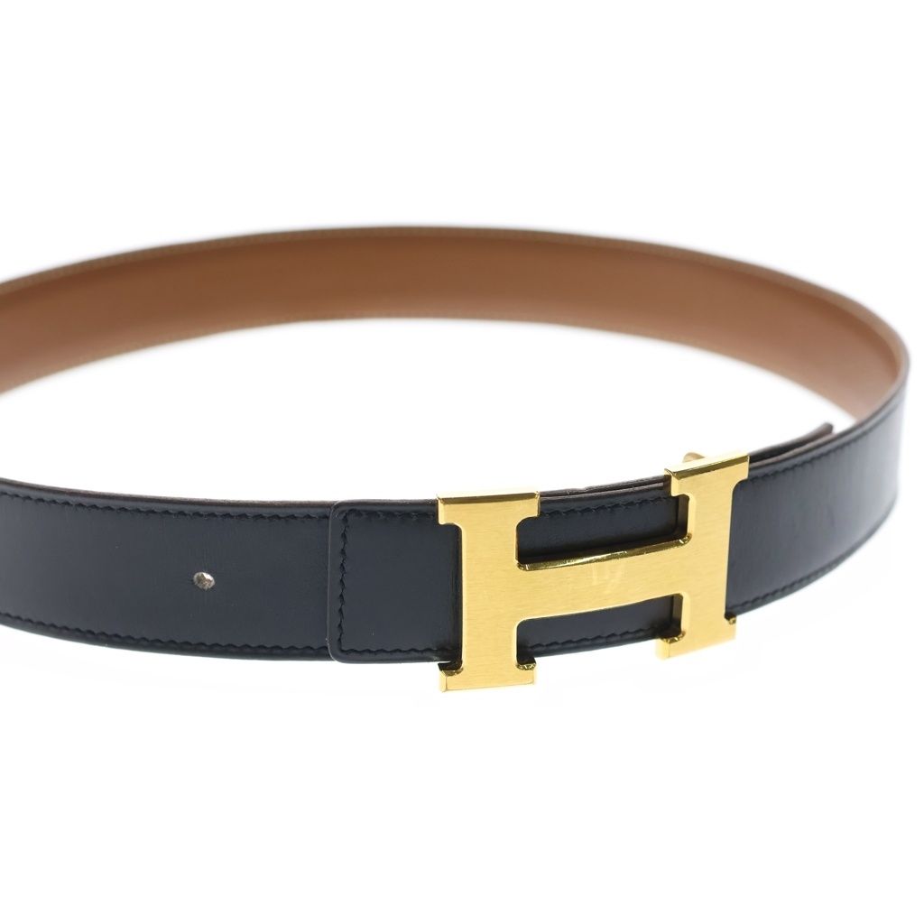 Hermes Constance Reversible Leather Belt Black Brown Gold