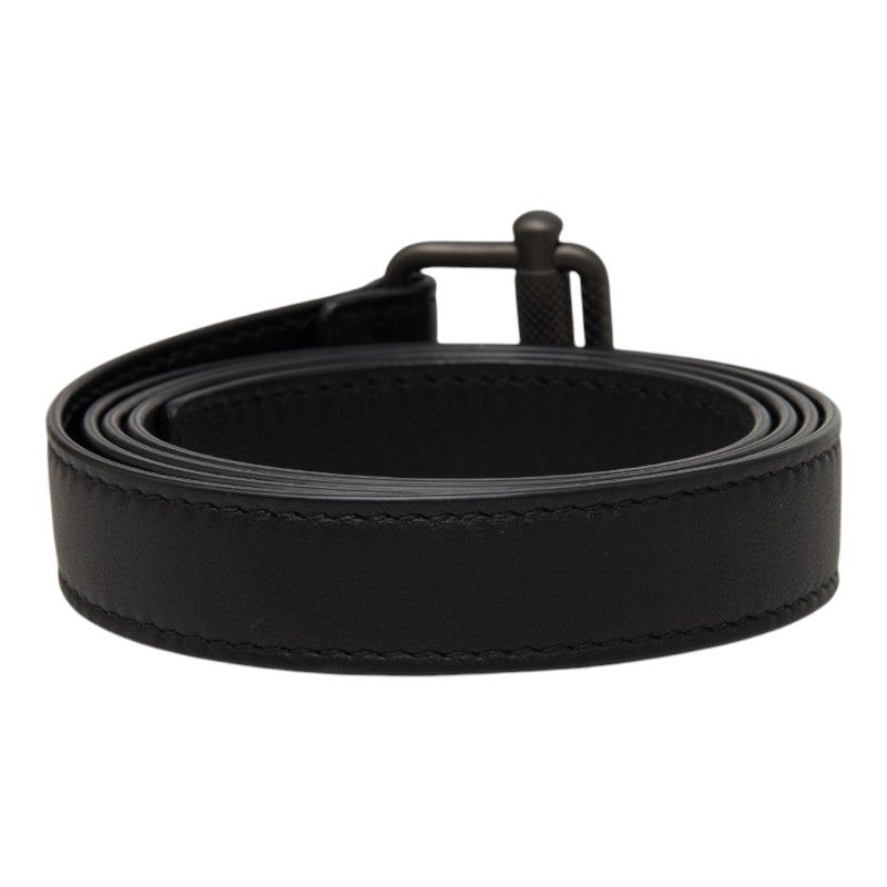 Bottega Veneta Lola Buckle Narrow Belt Black Leather