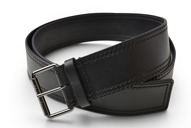 Dior Belt Leather Black Silver Business