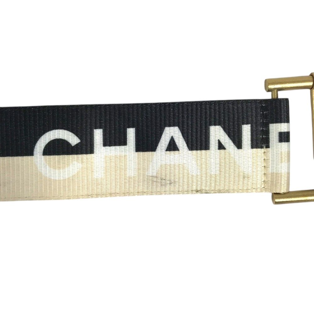 Chanel Belt CC Logo Canvas Leather Black