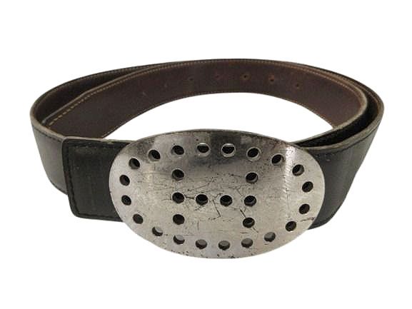 Hermes Perforated Logo Evelyne Buckle Leather Belt 90 Black Brown